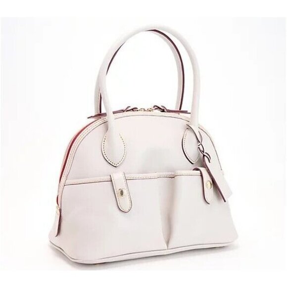 Dooney & Bourke Florentine Leather Domed Satchel Ecru,Bag